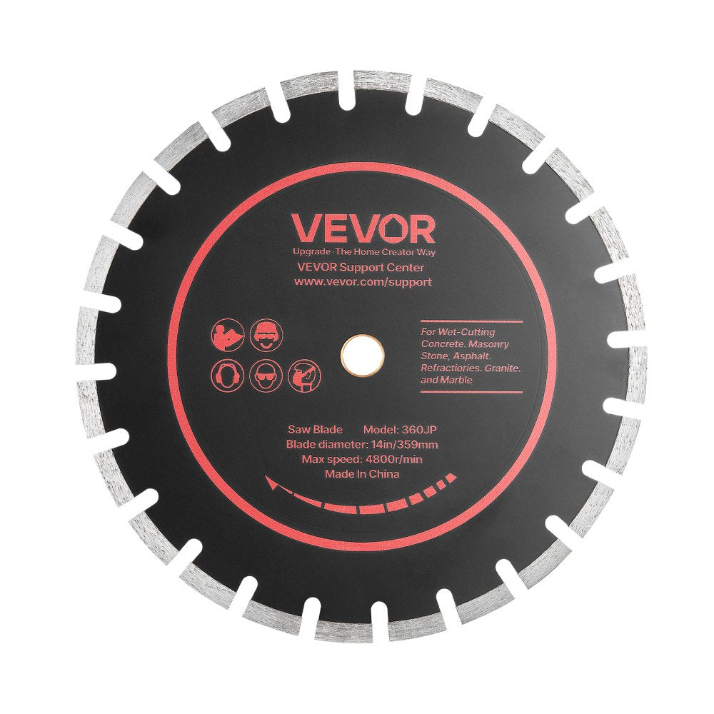 VEVOR Diamond Blades 14 inch, 3-Pack Concrete Saw Blade Set, 1 in Arbor, High-Hardness Diamond Segments, 65Mn Steel Core, Dry Wet Cutting, Clean Edges for Concrete, Masonry, Brick, Stone, Granite
