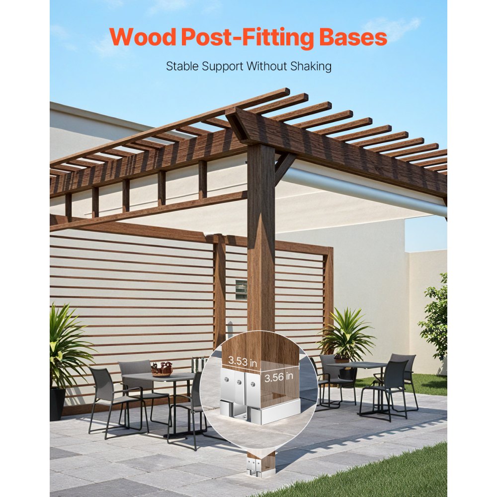 VEVOR 4x4 Post Base 10 Pcs, Inner Size 3.53x3.56inch/89.6x90.5mm Concrete Post Anchor, Heavy-Duty Zinc-Plated Carbon Steel Posts Brackets with 1 Inch Standoff Elevation, for Concrete Pergolas Patios