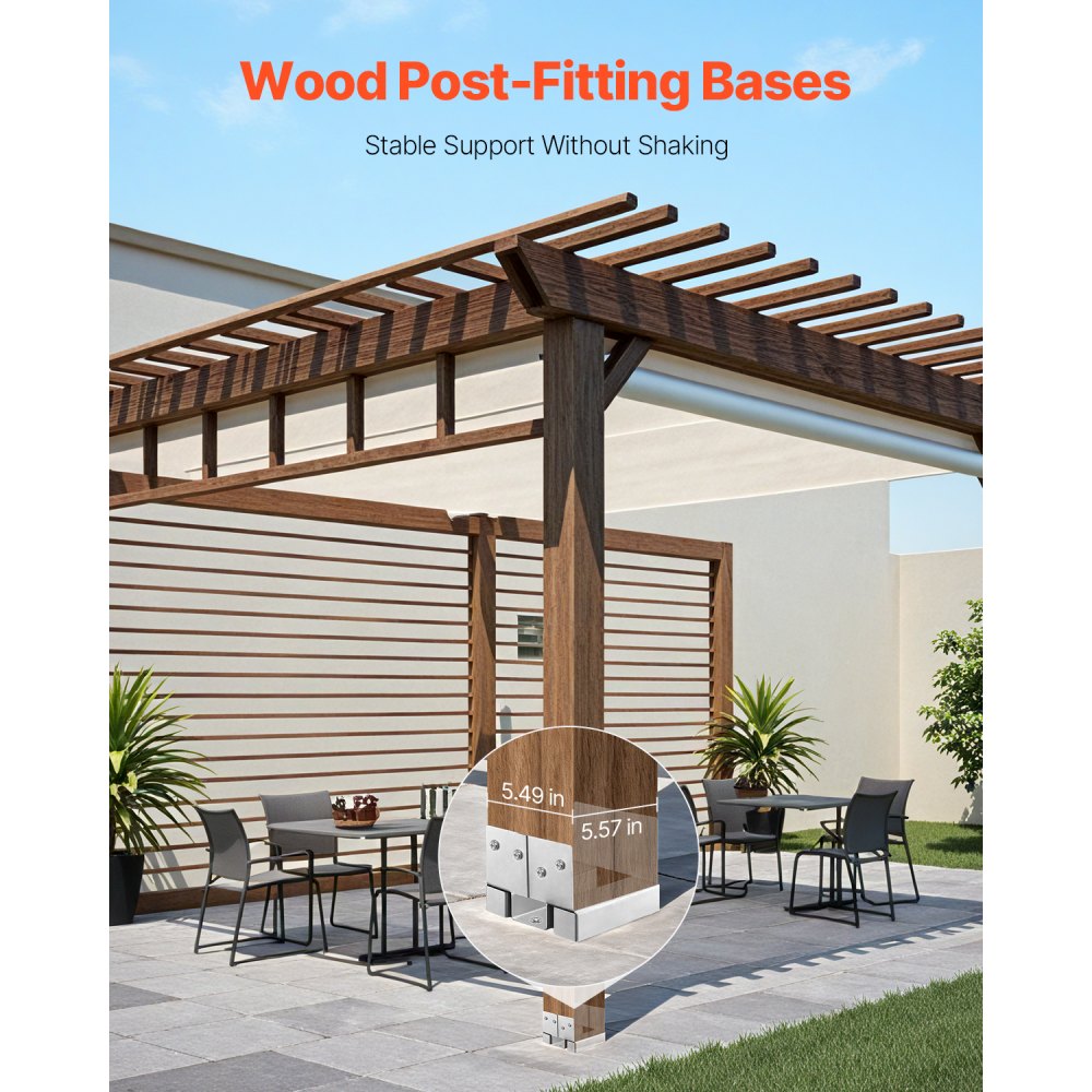 VEVOR 6x6 Post Base 10 Pcs, Inner Size 5.49x5.57inch/139.5x141.5mm Concrete Post Anchor, Heavy-Duty Zinc-Plated Carbon Steel Posts Brackets with 1 Inch Standoff Elevation, for Concrete Pergolas Patio