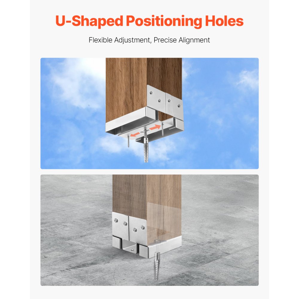 VEVOR 6x6 Post Base 10 Pcs, Inner Size 5.49x5.57inch/139.5x141.5mm Concrete Post Anchor, Heavy-Duty Zinc-Plated Carbon Steel Posts Brackets with 1 Inch Standoff Elevation, for Concrete Pergolas Patio