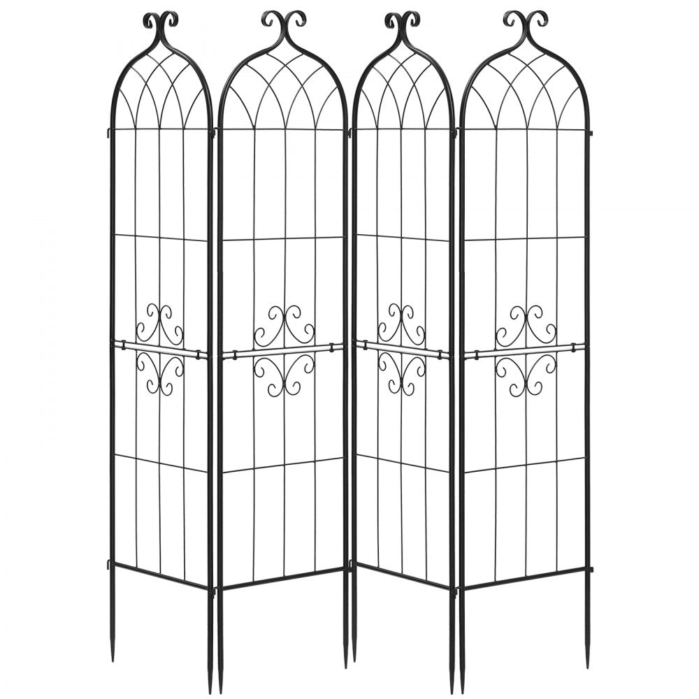 VEVOR Garden Trellis, 60 x 15 inch Rose Trellis, 4 Packs Garden Flower Rose Trellises with Powder-Coated Finish & Convenient Locking Design, Plant Support Trellises for Flowers, Vegetables, Roses