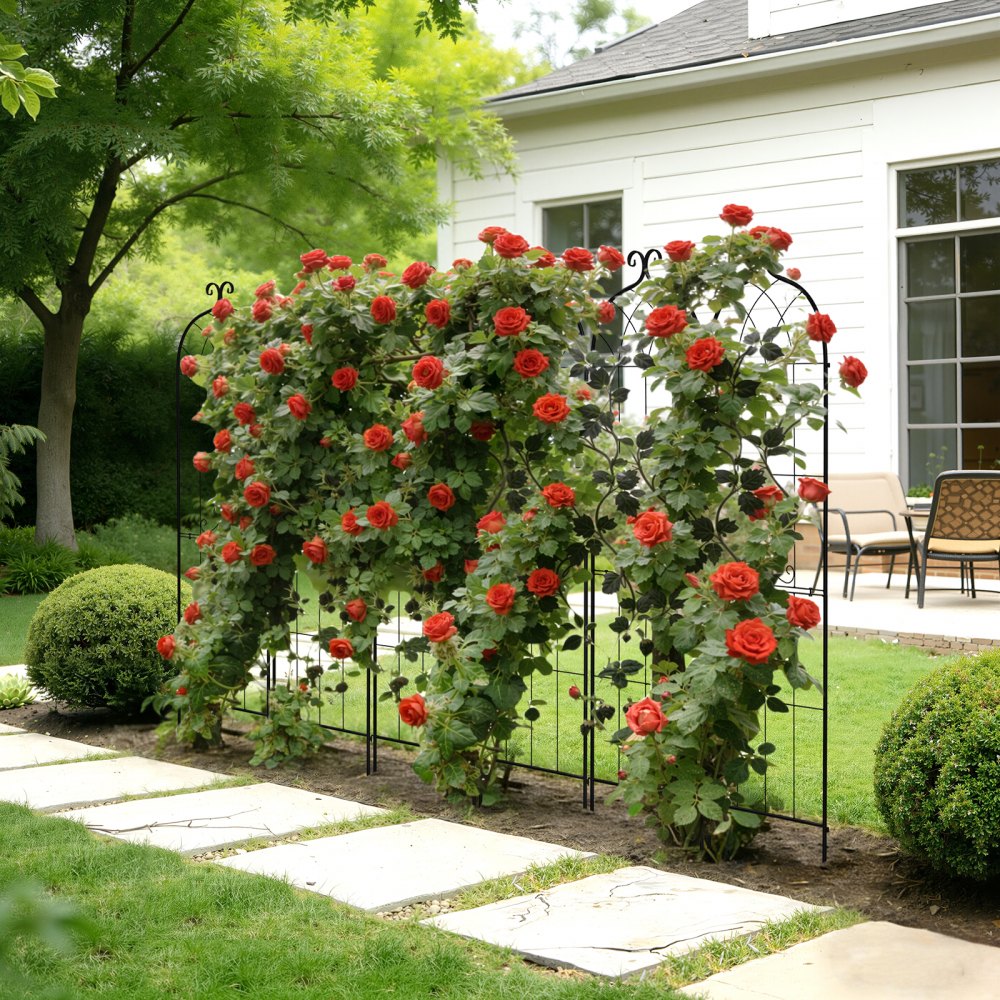 VEVOR Garden Trellis, 71 x 20 inch Rose Trellis, 4 Packs Garden Flower Rose Trellises with Powder-Coated Finish & Convenient Locking Design, Plant Support Trellises for Flowers, Vegetables, Roses