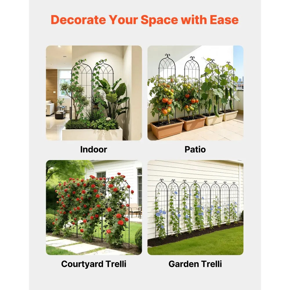 VEVOR Garden Trellis, 71 x 20 inch Rose Trellis, 8 Packs Garden Flower Rose Trellises with Powder-Coated Finish & Convenient Locking Design, Plant Support Trellises for Flowers, Vegetables, Roses