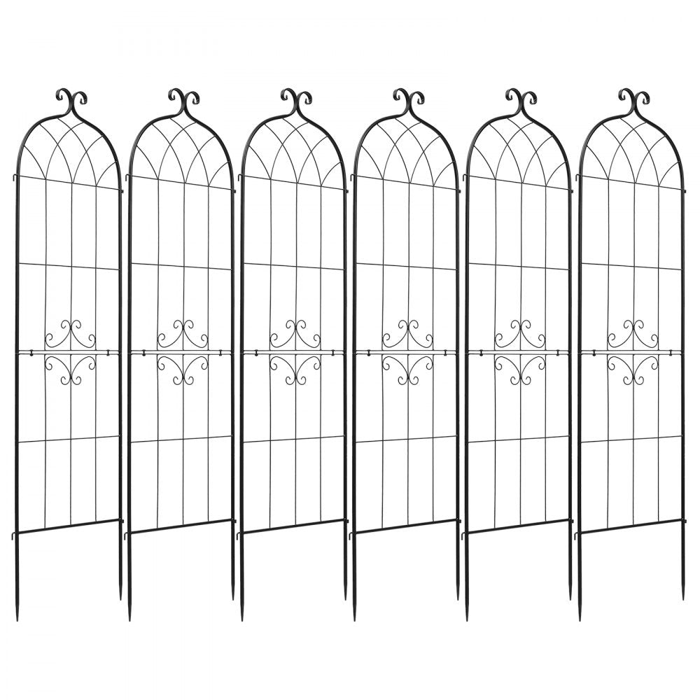 VEVOR Garden Trellis, 71 x 20 inch Rose Trellis, 6 Packs Garden Flower Rose Trellises with Powder-Coated Finish & Convenient Locking Design, Plant Support Trellises for Flowers, Vegetables, Roses