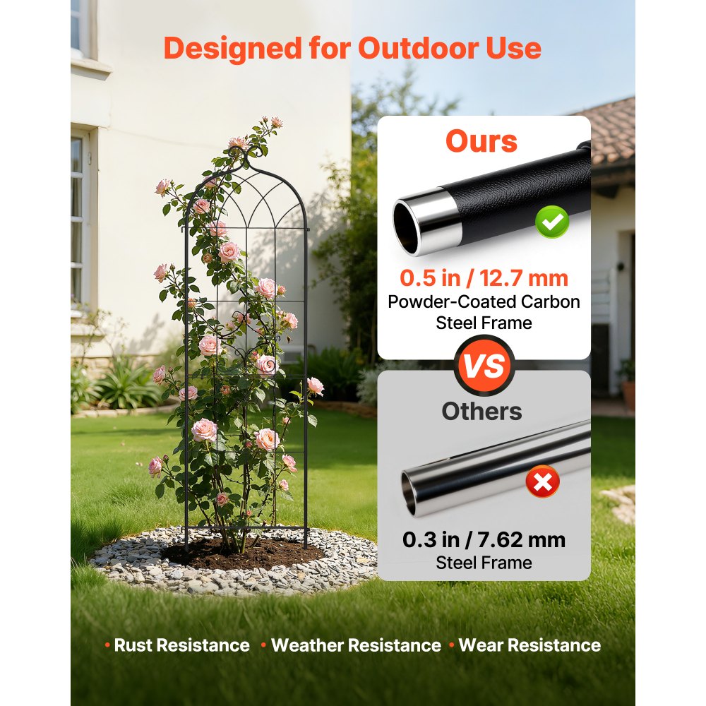 VEVOR Garden Trellis, 71 x 20 inch Rose Trellis, 2 Packs Garden Flower Rose Trellises with Powder-Coated Finish & Convenient Locking Design, Plant Support Trellises for Flowers, Vegetables, Roses