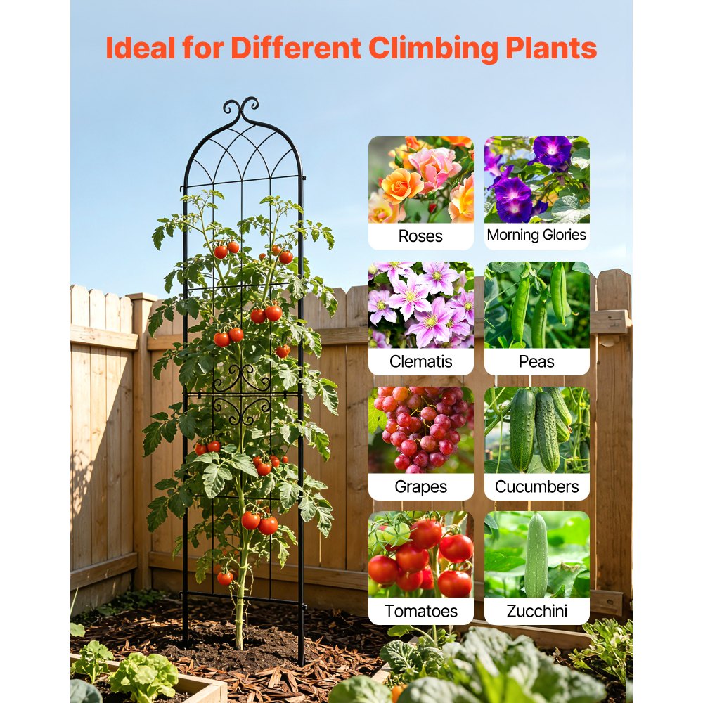 VEVOR Garden Trellis, 87 x 20 inch Rose Trellis, 4 Packs Garden Flower Rose Trellises with Powder-Coated Finish & Convenient Locking Design, Plant Support Trellises for Flowers, Vegetables, Roses