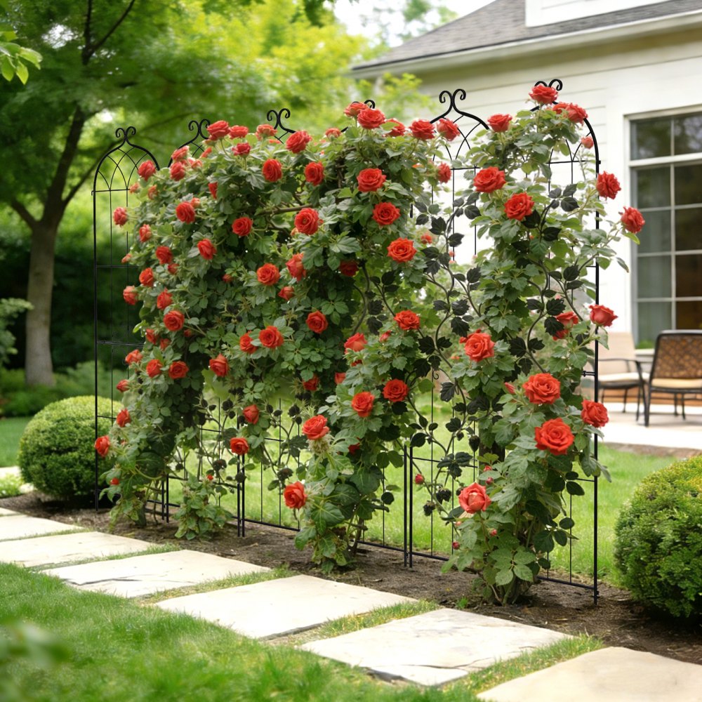 VEVOR Garden Trellis, 87 x 20 inch Rose Trellis, 6 Packs Garden Flower Rose Trellises with Powder-Coated Finish & Convenient Locking Design, Plant Support Trellises for Flowers, Vegetables, Roses