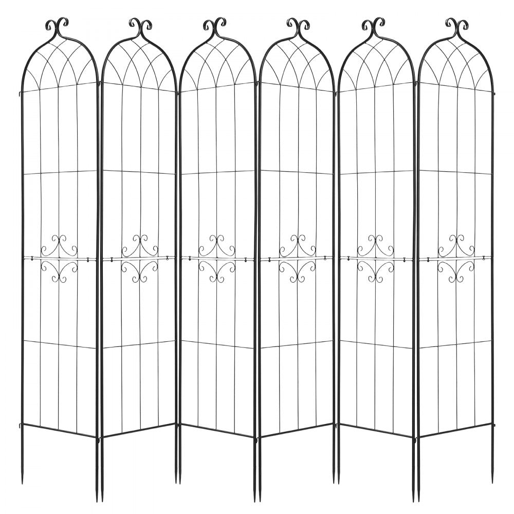 VEVOR Garden Trellis, 87 x 20 inch Rose Trellis, 6 Packs Garden Flower Rose Trellises with Powder-Coated Finish & Convenient Locking Design, Plant Support Trellises for Flowers, Vegetables, Roses