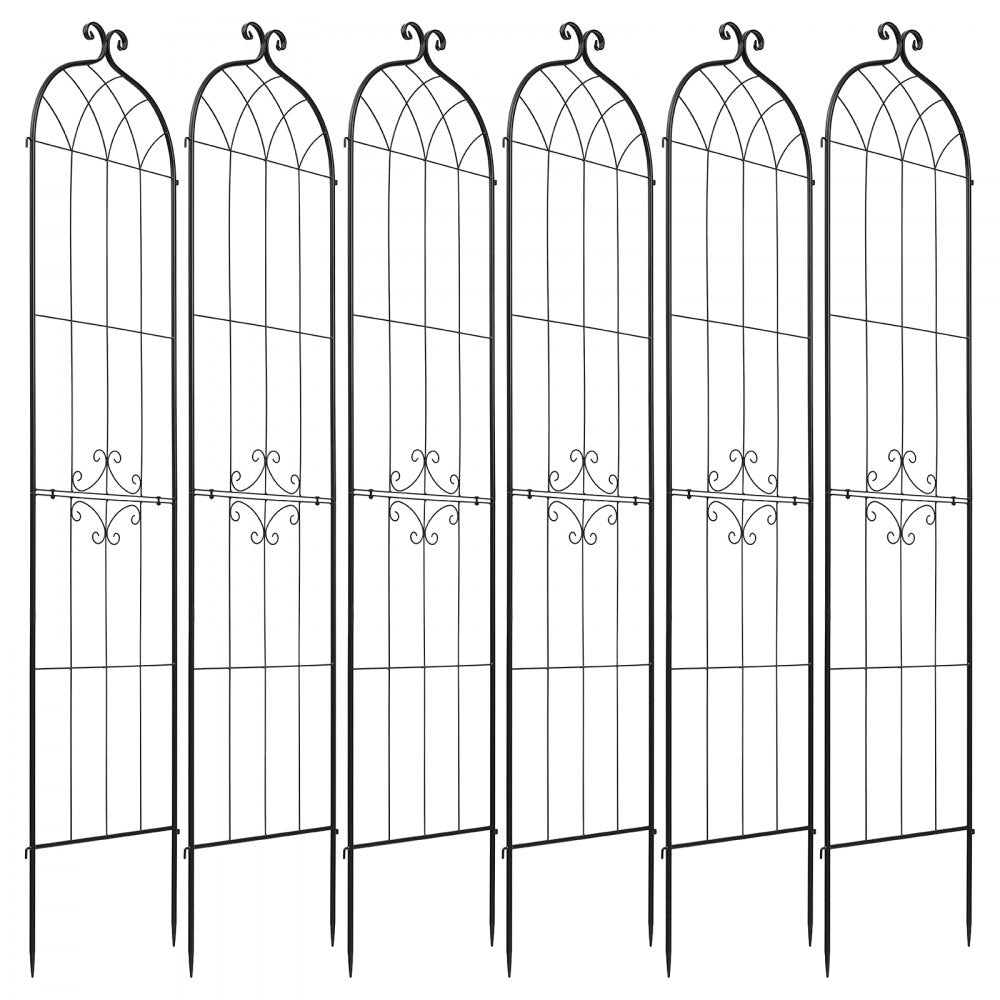 VEVOR Garden Trellis, 87 x 20 inch Rose Trellis, 6 Packs Garden Flower Rose Trellises with Powder-Coated Finish & Convenient Locking Design, Plant Support Trellises for Flowers, Vegetables, Roses