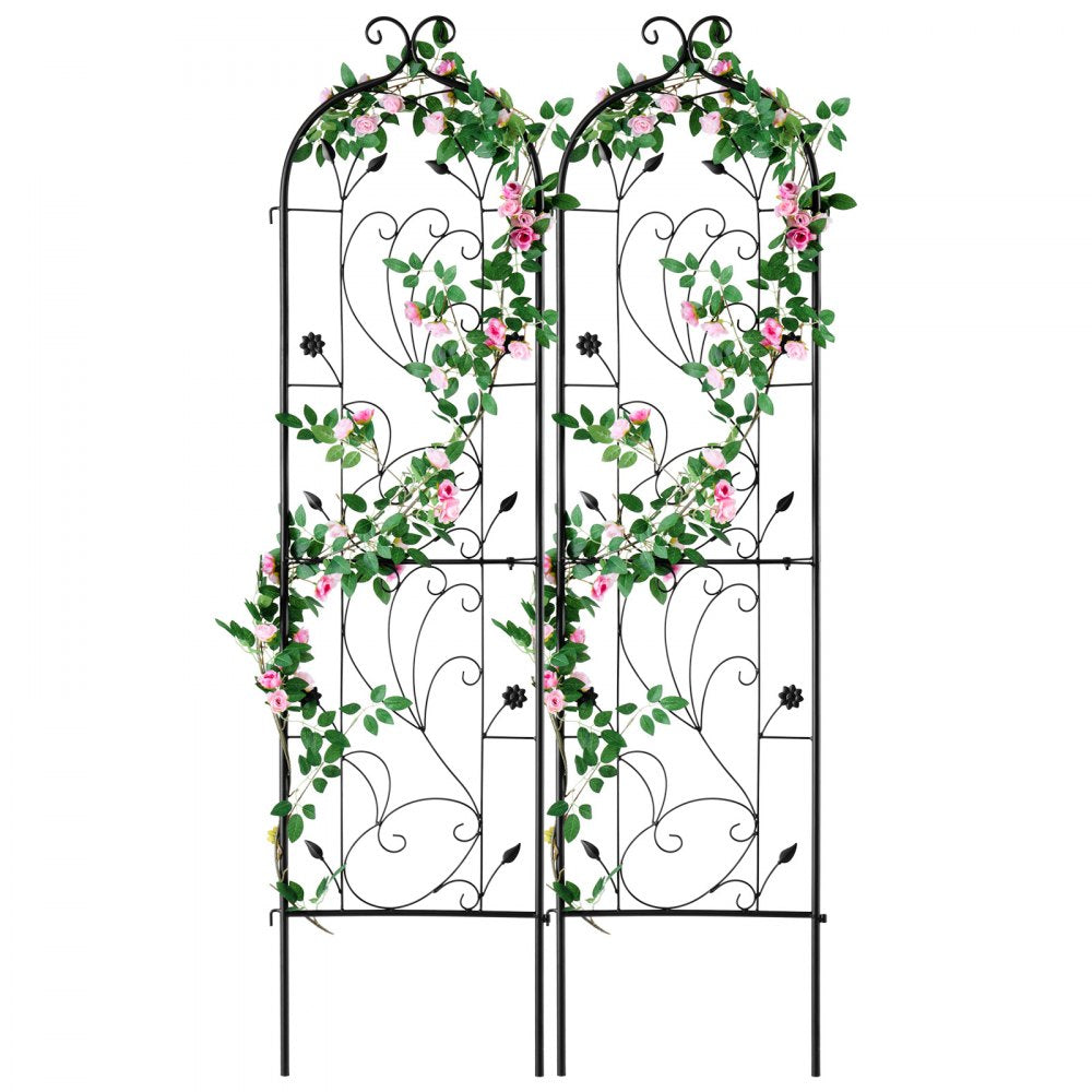VEVOR Garden Trellis for Climbing Plants, 60 x 15 in, 2 Packs Rustproof Metal Garden Flower Trellis, Outdoor Climbing Rose Trellis Cucumbers Support, Decorative Clematis Trellis for Courtyards Lawns