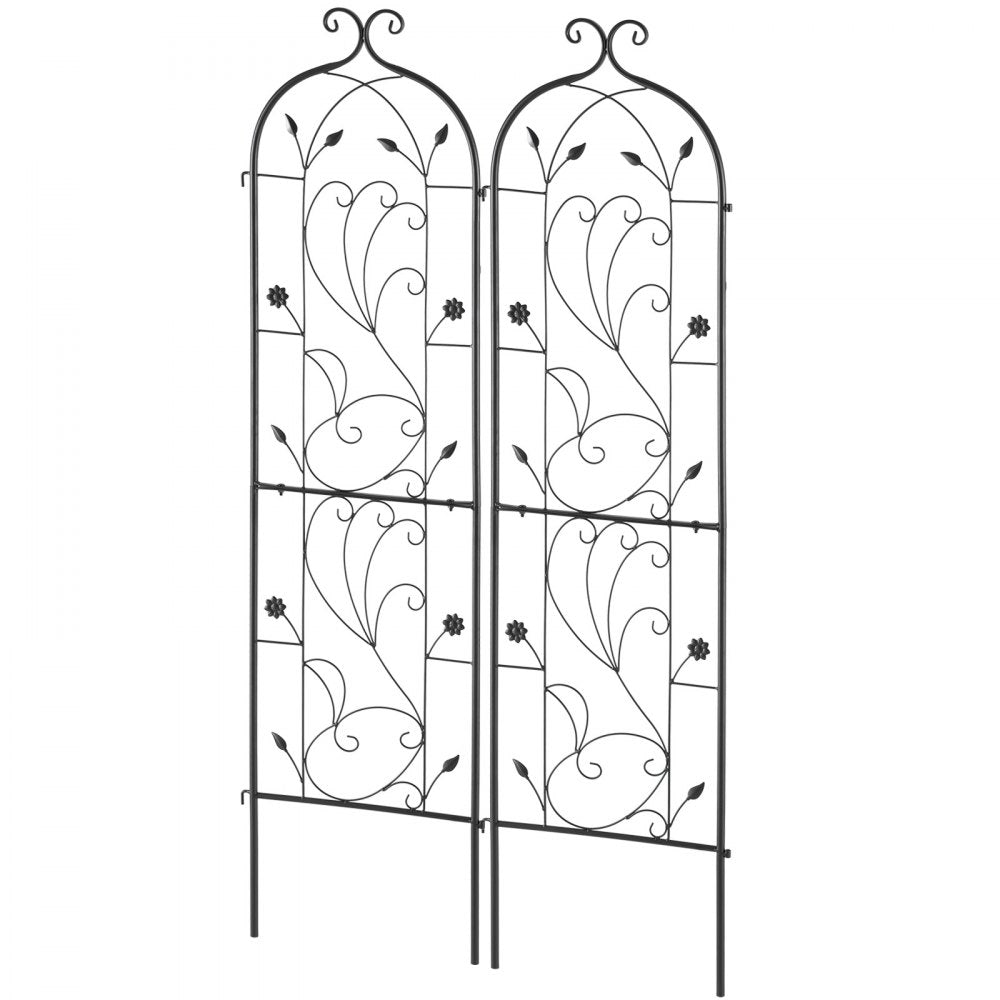 VEVOR Garden Trellis for Climbing Plants, 60 x 15 in, 2 Packs Rustproof Metal Garden Flower Trellis, Outdoor Climbing Rose Trellis Cucumbers Support, Decorative Clematis Trellis for Courtyards Lawns