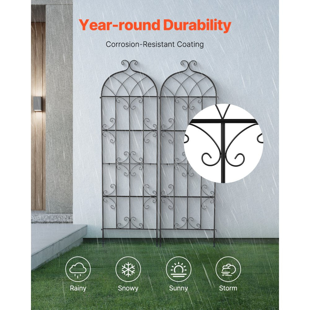 VEVOR Garden Trellis for Climbing Plants, 71 x 20 in, 2 Packs Rustproof Metal Garden Flower Trellis, Outdoor Climbing Rose Trellis Cucumbers Support, Decorative Clematis Trellis for Courtyards Lawns