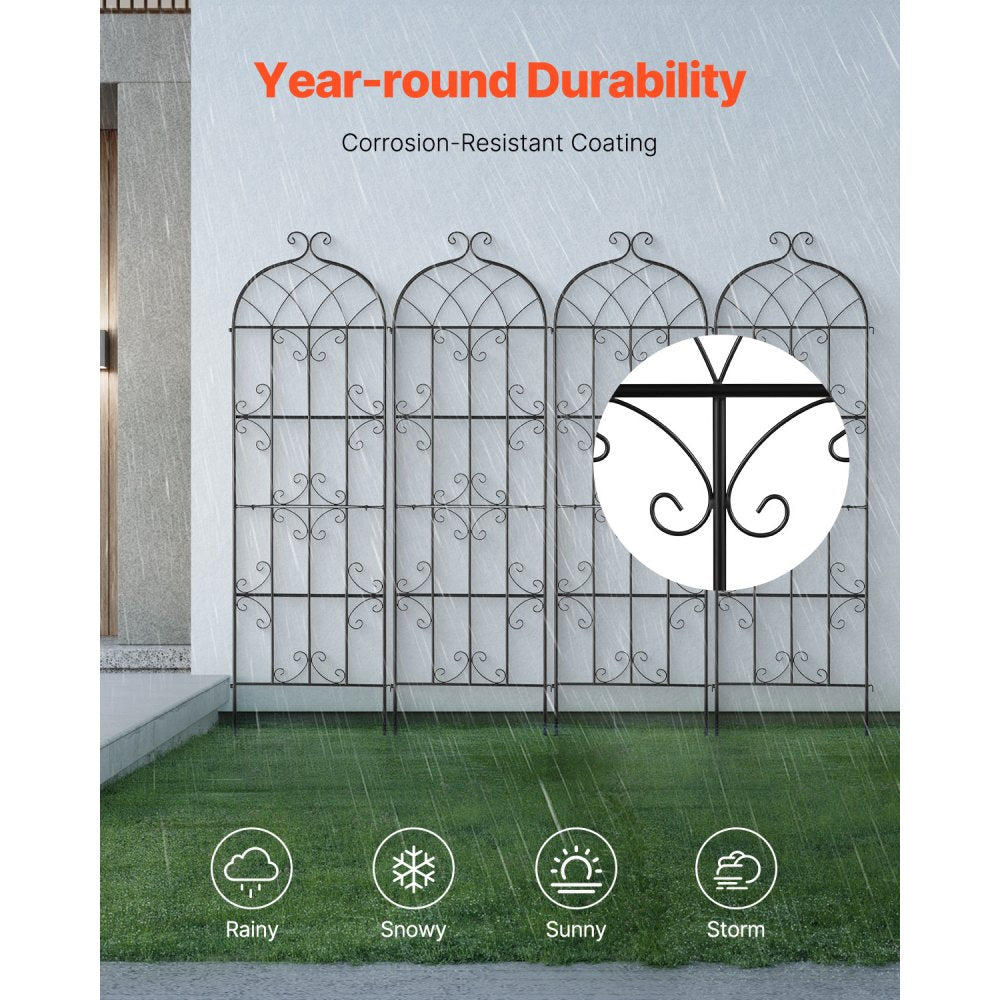 VEVOR Garden Trellis for Climbing Plants, 71 x 20 in, 4 Packs Rustproof Metal Garden Flower Trellis, Outdoor Climbing Rose Trellis Cucumbers Support, Decorative Clematis Trellis for Courtyards Lawns
