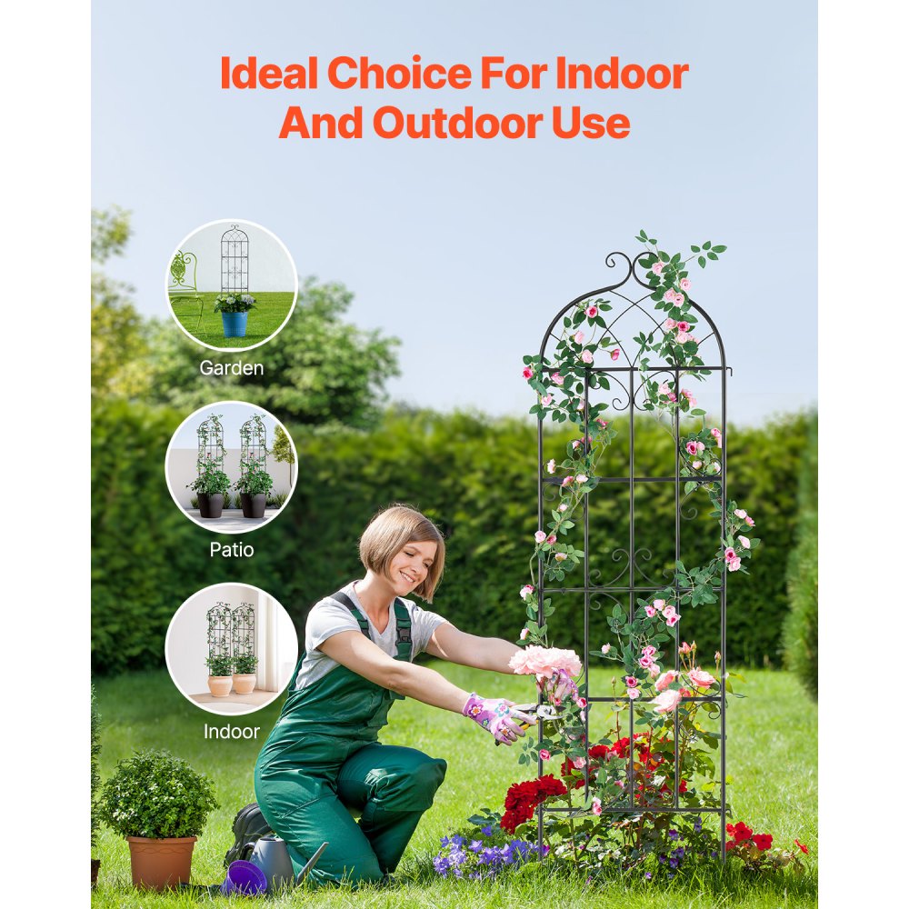 VEVOR Garden Trellis for Climbing Plants, 71 x 20 in, 4 Packs Rustproof Metal Garden Flower Trellis, Outdoor Climbing Rose Trellis Cucumbers Support, Decorative Clematis Trellis for Courtyards Lawns