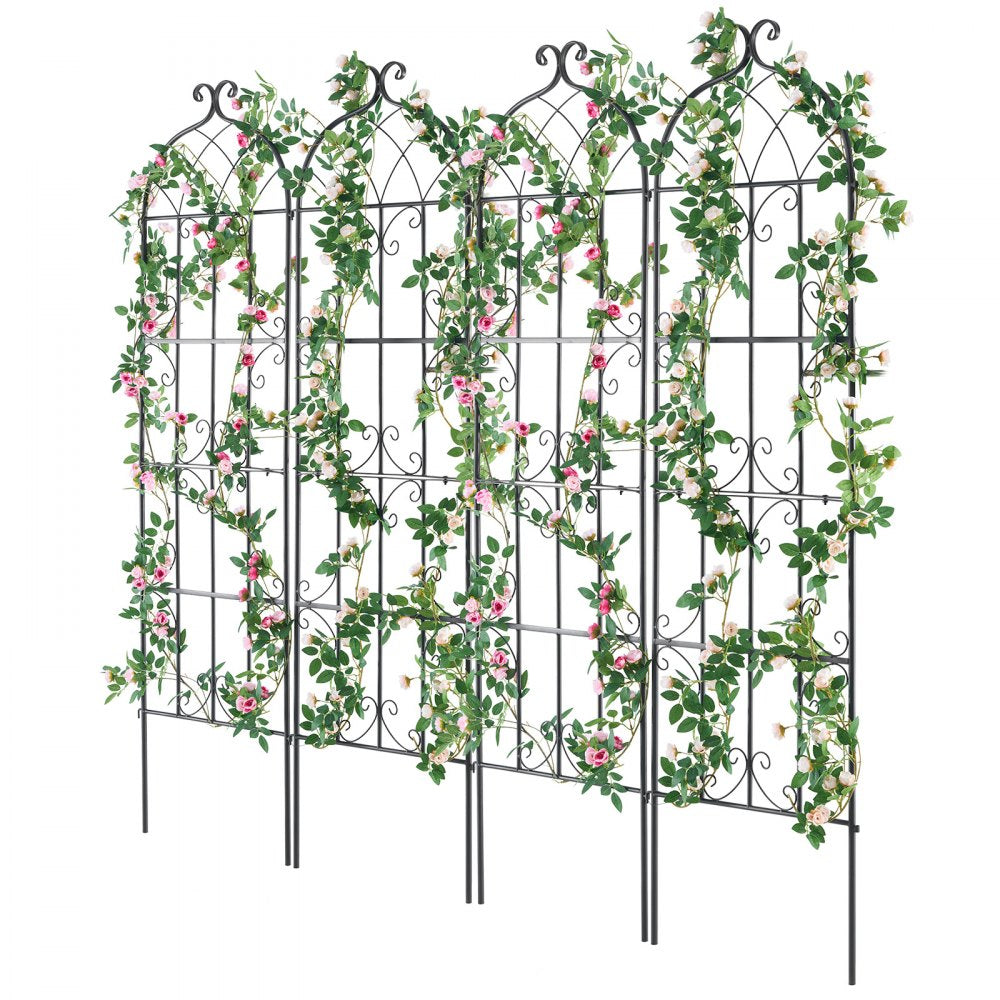 VEVOR Garden Trellis for Climbing Plants, 71 x 20 in, 4 Packs Rustproof Metal Garden Flower Trellis, Outdoor Climbing Rose Trellis Cucumbers Support, Decorative Clematis Trellis for Courtyards Lawns