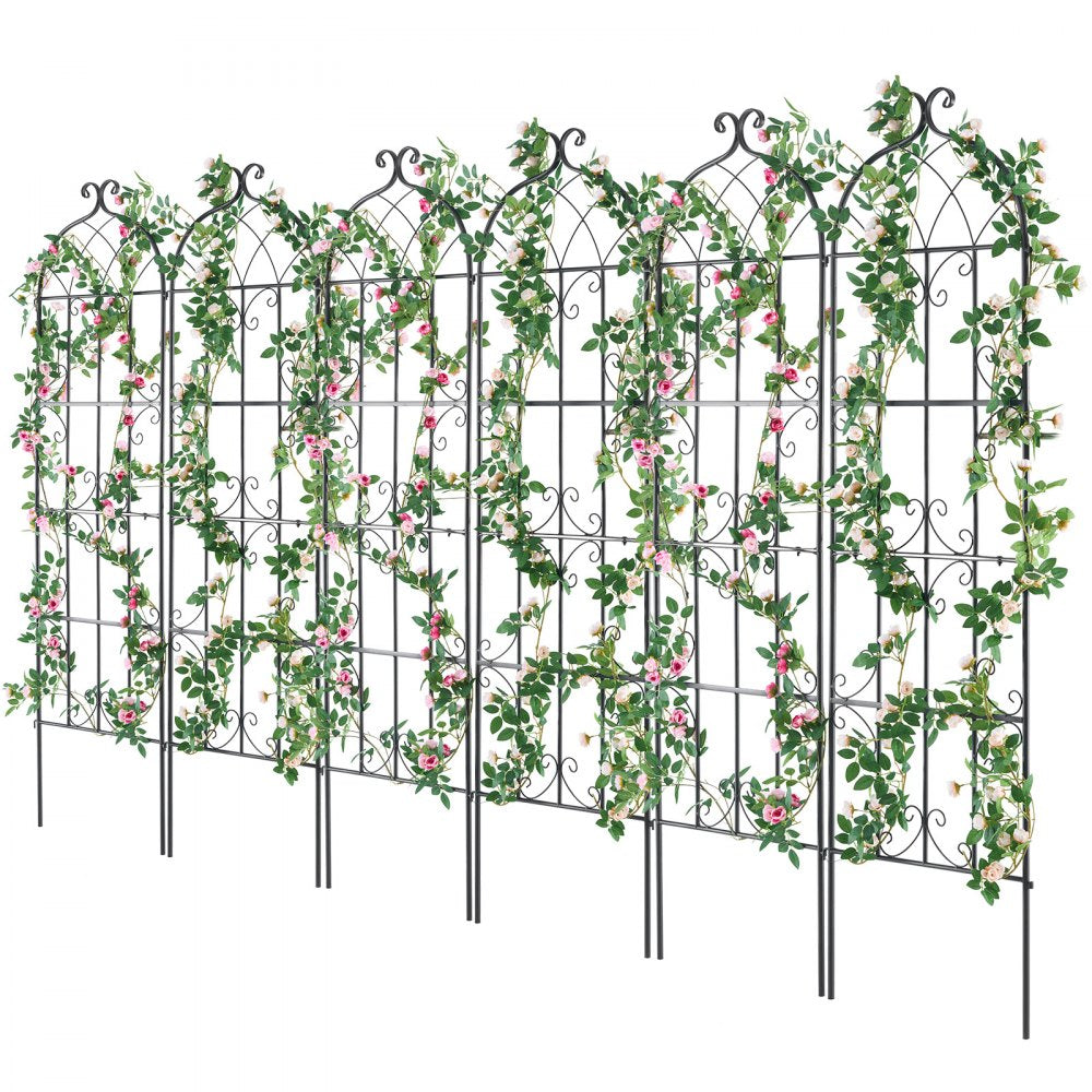 VEVOR Garden Trellis for Climbing Plants, 71 x 20 in, 6 Packs Rustproof Metal Garden Flower Trellis, Outdoor Climbing Rose Trellis Cucumbers Support, Decorative Clematis Trellis for Courtyards Lawns