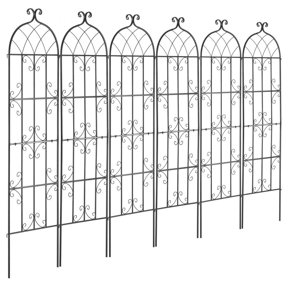 VEVOR Garden Trellis for Climbing Plants, 71 x 20 in, 6 Packs Rustproof Metal Garden Flower Trellis, Outdoor Climbing Rose Trellis Cucumbers Support, Decorative Clematis Trellis for Courtyards Lawns