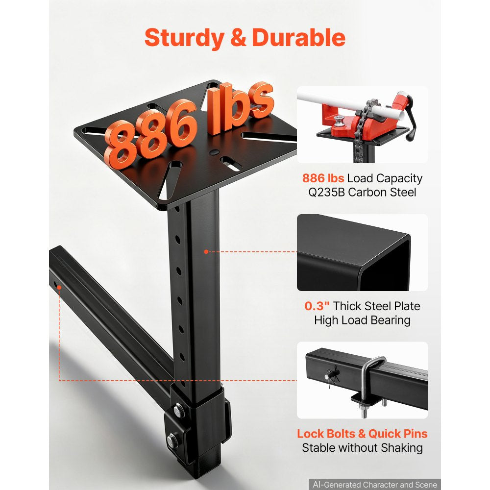 VEVOR Hitch Mount Vise Plate, Hitch Vise Holder Universal for 2" Receiver，8-Level Adjustable Height, Heavy-Duty Steel, Compatible with Pipe Vises and Bench Grinders for Vehicle Repairs, Metalworking