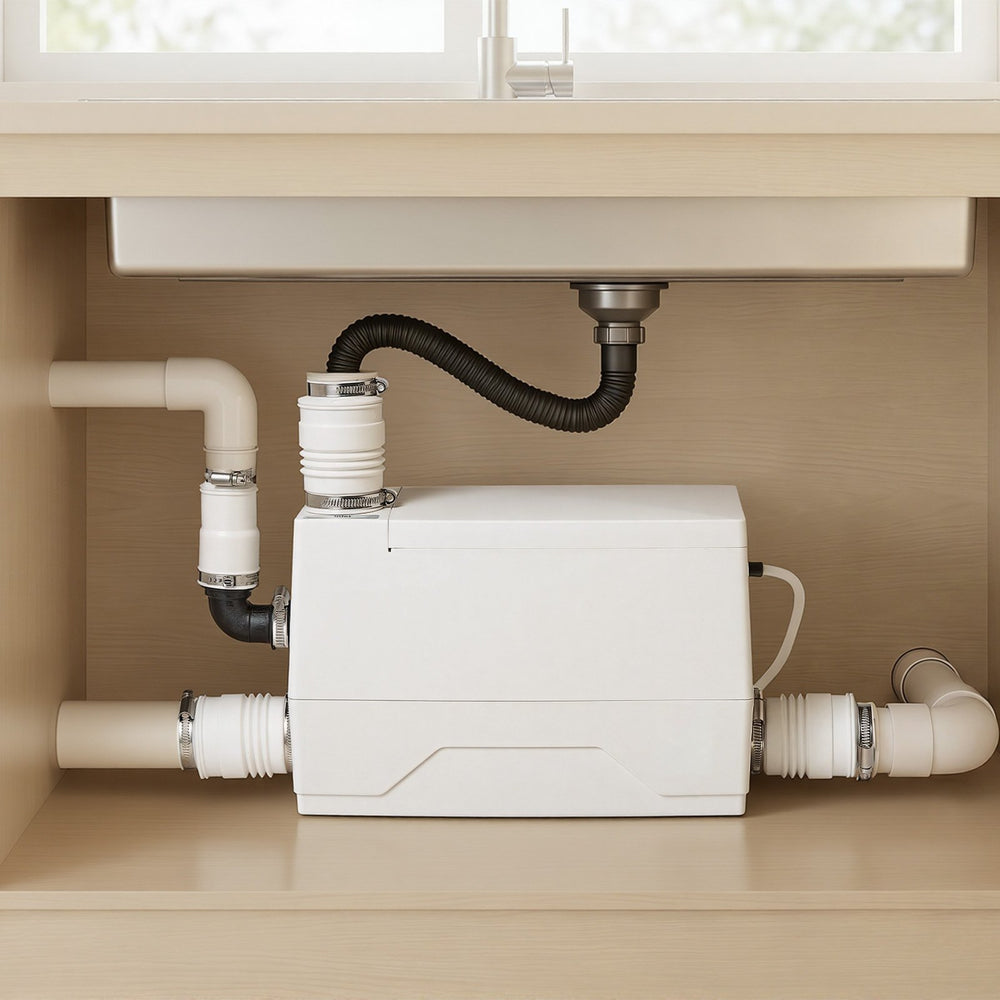 VEVOR Utility Sink Pump 350W 7200L/h Flow 26.2 ft / 8 m Head Drain Pump, Waste Water Disposal Machine with 3 Inlets, Portable & Powerful Performance, for Basement, Kitchen, Sink, Shower, Gray Water