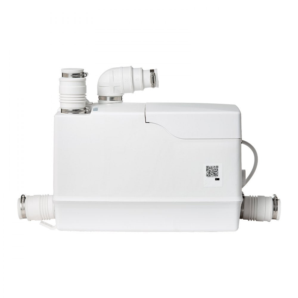 VEVOR Utility Sink Pump 800W 12000L/h Flow 32.8 ft/10 m Head Macerator Pump, Waste Water Disposal Macerating Machine with 3 Inlets, for Basement, Kitchen, Sink, Shower, Bathtub, Laundry Gray Water