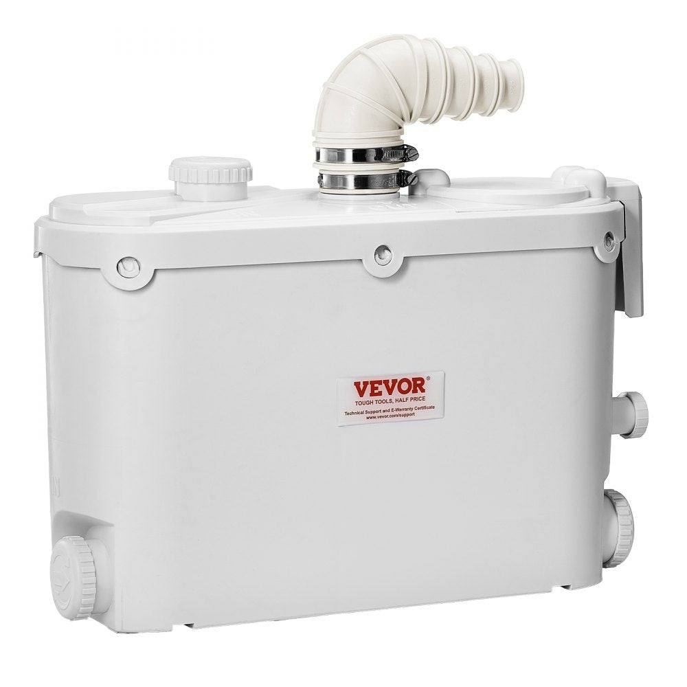 VEVOR Macerator Pump, 500W, 29 GPM Flow, 26 ft/8 m Head, Macerator Sewerage Toilet Pump with 4 Water Inlets, Waste Water Disposal Upflush Machine for Kitchen, Basement, Shower, Sink, Laundry, Bathtub