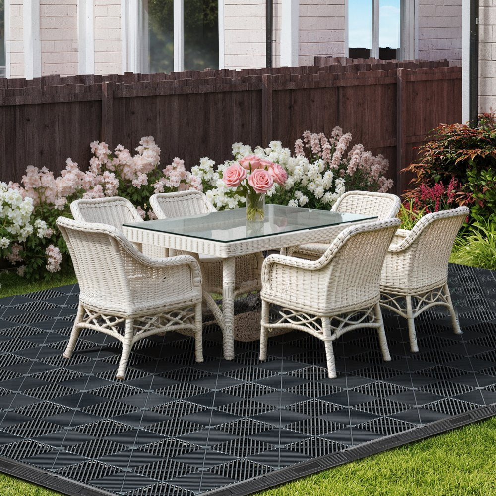 VEVOR Transition Edge Kit, 11-Piece, Durable PP Interlocking Modular Garage Floor Edging, Easy Installation, Edge Protection for Wet Area Restaurant, Only Compatible with VEVOR Drainage Mats, Black