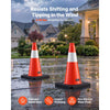 VEVOR Traffic Safety Cones 8 Pack 18 Inch Flexible PVC Orange Traffic Cones, For Parking Lots and Home Use, with Weighted Black Base, Reflective Collar Visible at Night, Heavy Duty Design, Easy Storage