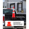 VEVOR Traffic Safety Cones 6 Pack 28 Inch Flexible PVC Orange Traffic Cones, For Accident or Construction Warning, with Weighted Black Base, Reflective Collar Visible at Night, Heavy Duty, Easy Storage