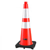 VEVOR Traffic Safety Cones 8 Pack 28 Inch Flexible PVC Orange Traffic Cones, For Accident or Construction Warning, with Weighted Black Base, Reflective Collar Visible at Night, Heavy Duty, Easy Storage