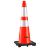 VEVOR Traffic Safety Cones 8 Pack 28 Inch Flexible PVC Orange Traffic Cones, For Accident or Construction Warning, with Weighted Black Base, Reflective Collar Visible at Night, Heavy Duty, Easy Storage