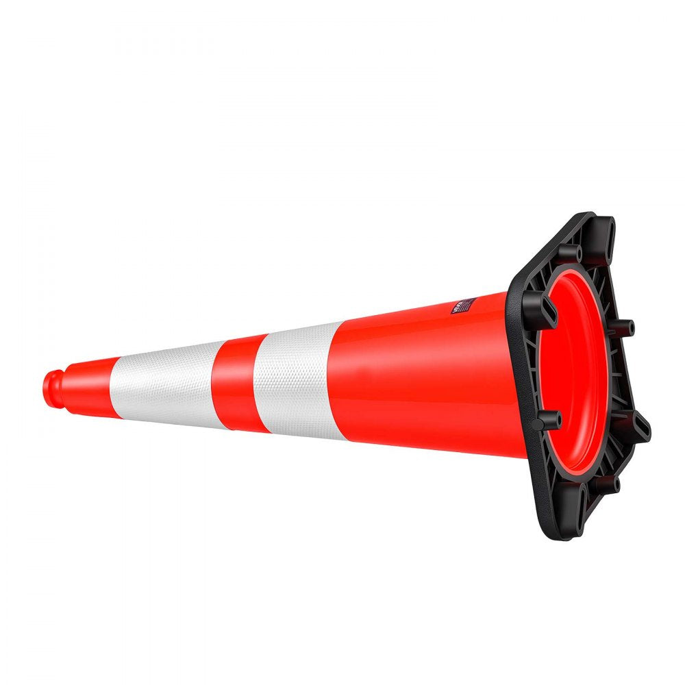 VEVOR Traffic Safety Cones 8 Pack 28 Inch Flexible PVC Orange Traffic Cones, For Accident or Construction Warning, with Weighted Black Base, Reflective Collar Visible at Night, Heavy Duty, Easy Storage