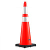 VEVOR Traffic Safety Cones 8 Pack 36 Inch Flexible PVC Orange Traffic Cones, For Highway Warning or Traffic Control, Weighted Black Base, Reflective Collar Visible at Night, Heavy Duty, Easy Storage