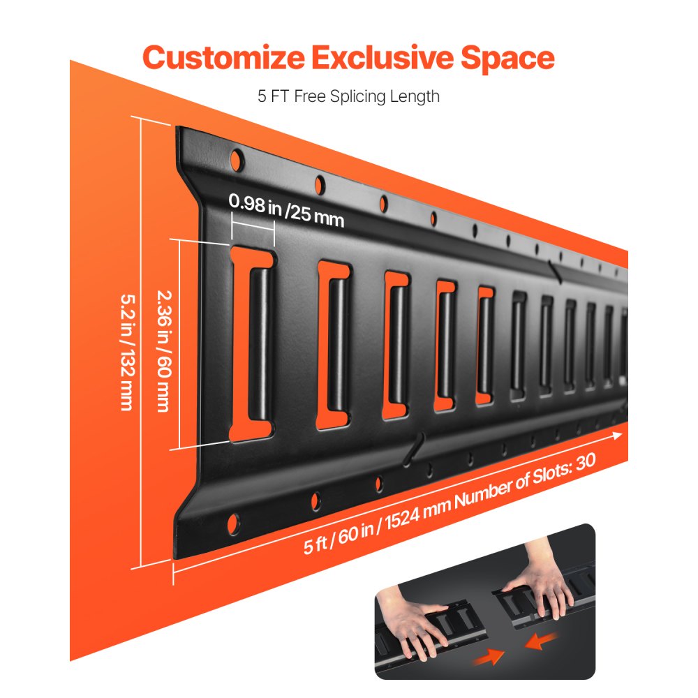 VEVOR E Track Tie Down Rail Kit, 5' Steel Rails, 4 Pack, Secure Cargo & Heavy Loads Up to 2000 lbs, Heavy Duty Etrack Rails with Screws for Garages, Vans, Trailers, Motorcycle Tie Downs, ATV Mountings