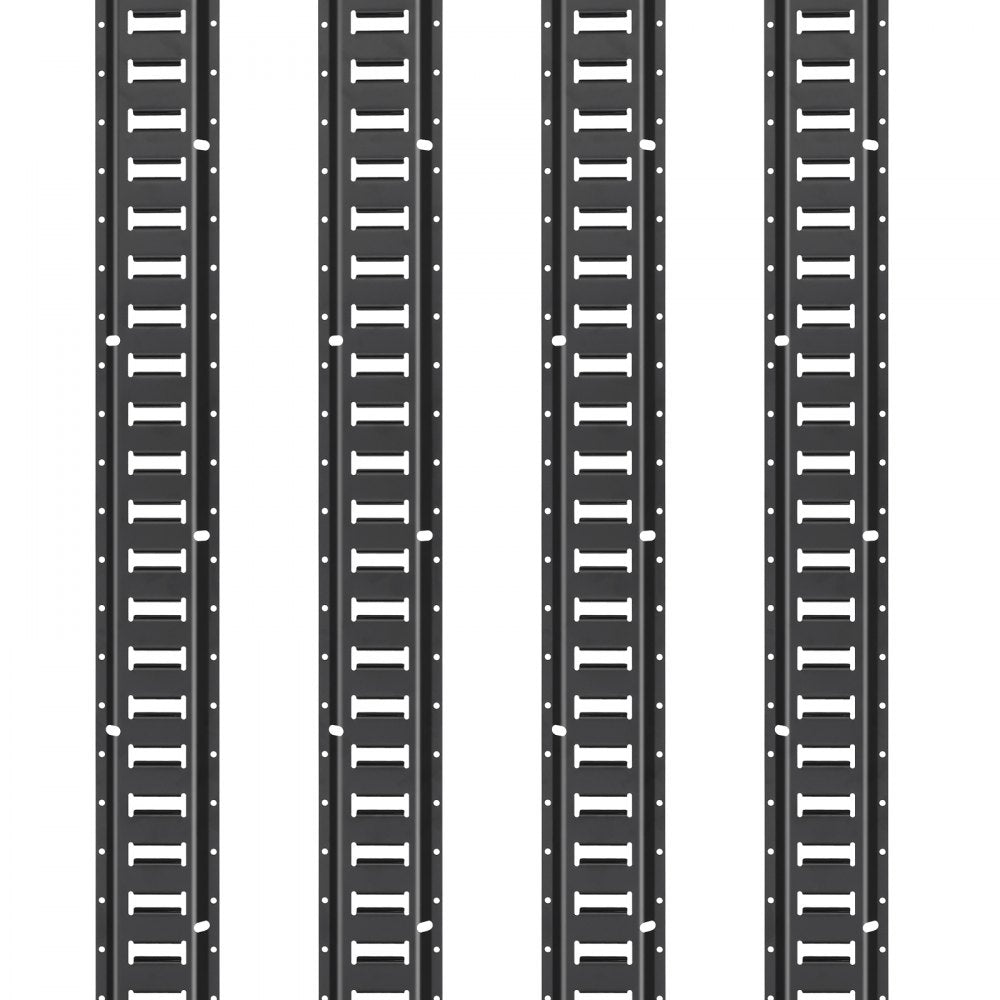 VEVOR E Track Tie-Down Rail Kit, 30PCS 5FT E-Tracks Set Includes 4 Steel Rails & 2 Single Slot & 8 O Rings & 8 Tie-Offs with D-Ring & 8 End Caps, Securing Accessories for Cargo, Motorcycles, and Bikes