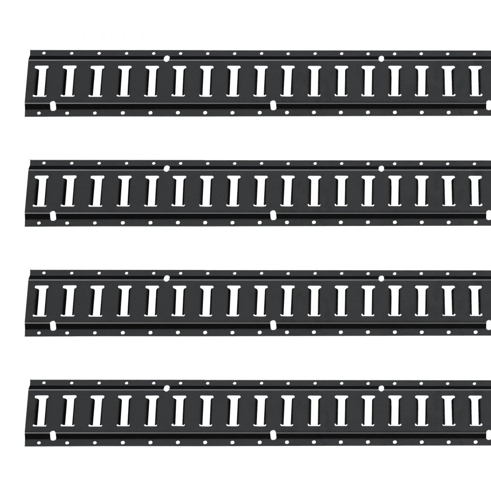 VEVOR E Track Tie-Down Rail Kit, 30PCS 5FT E-Tracks Set Includes 4 Steel Rails & 2 Single Slot & 8 O Rings & 8 Tie-Offs with D-Ring & 8 End Caps, Securing Accessories for Cargo, Motorcycles, and Bikes