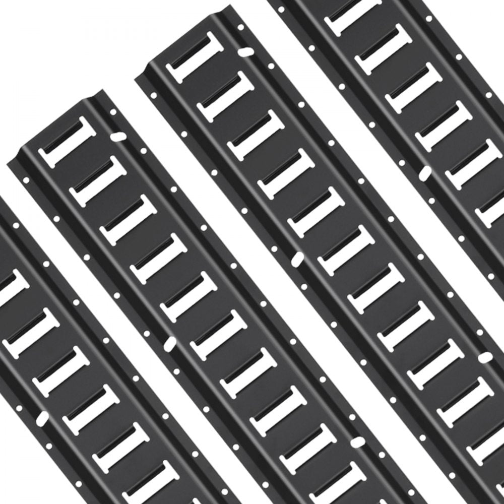 VEVOR E Track Tie-Down Rail Kit, 30PCS 5FT E-Tracks Set Includes 4 Steel Rails & 2 Single Slot & 8 O Rings & 8 Tie-Offs with D-Ring & 8 End Caps, Securing Accessories for Cargo, Motorcycles, and Bikes