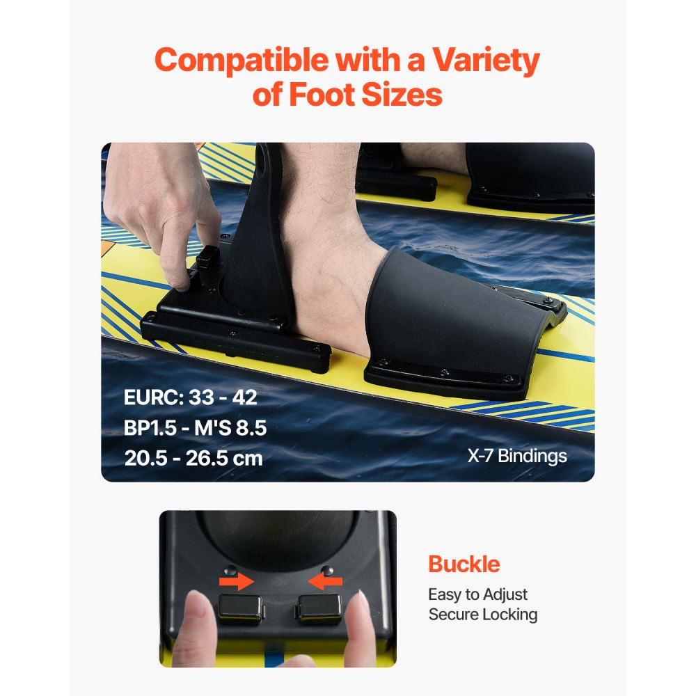 VEVOR 46" Water Skis, Kids Water Ski Trainers with X-7 Adjustable Bindings, Double-Handle Rope & Removable Stabilizing Bar, Training Waterskis Combo for Kids Youth Up to 300 lbs