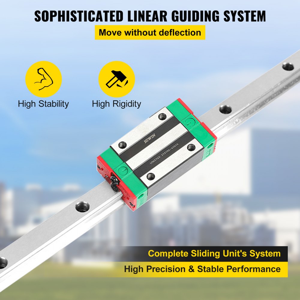 VEVOR Linear Rail HSR15-1500mm? 2pcs Linear Guideway Rail?4X Square Type Carriage Bearing Blocks?Linear Rail Support for 15mm Slotted Bearings