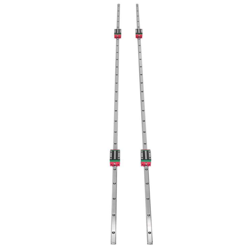 VEVOR Linear Rail HSR15-1500mm? 2pcs Linear Guideway Rail?4X Square Type Carriage Bearing Blocks?Linear Rail Support for 15mm Slotted Bearings