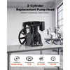 VEVOR Air Compressor Pump Head, 5HP 12.4CFM, Twin-Cylinder Oil Lubricated Air Compressor Piston Pump Head, Single Stage Cast Iron Replacement Head with Max 145PSI Pressure for Woodworking Auto Repair