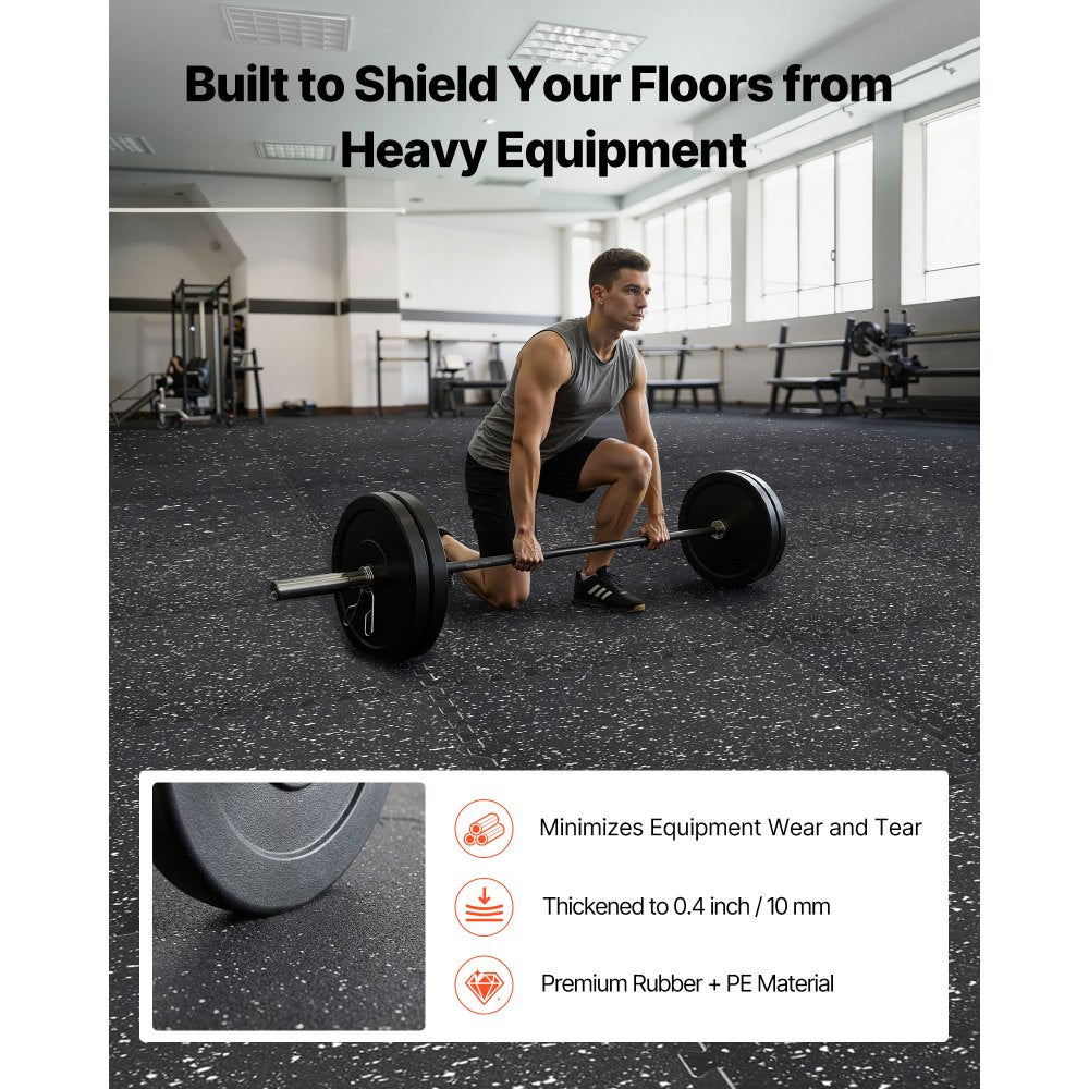 VEVOR Puzzle Exercise Mat, 12 PCS Fitness Equipment Mats, 24 x 24 x 0.4 in, High-Density EVA Foam Mats Set, Interlocking Rubber Soft Tiles, Protective Floor Padding with White Dots for Home Gym Office