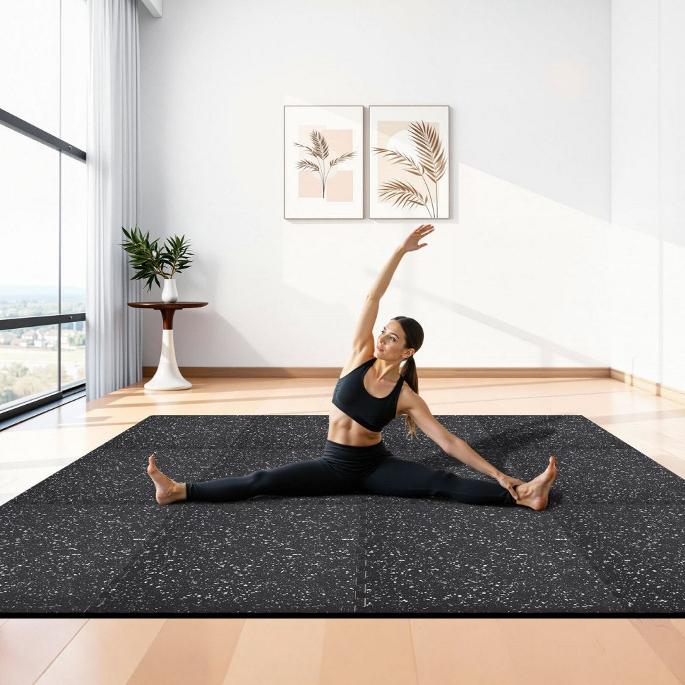 VEVOR Puzzle Exercise Mat, 12 PCS Fitness Equipment Mats, 24 x 24 x 0.56 in, High-Density EVA Foam Mat Set, Interlocking Rubber Soft Tiles, Protective Floor Padding with White Dots for Home Gym Office