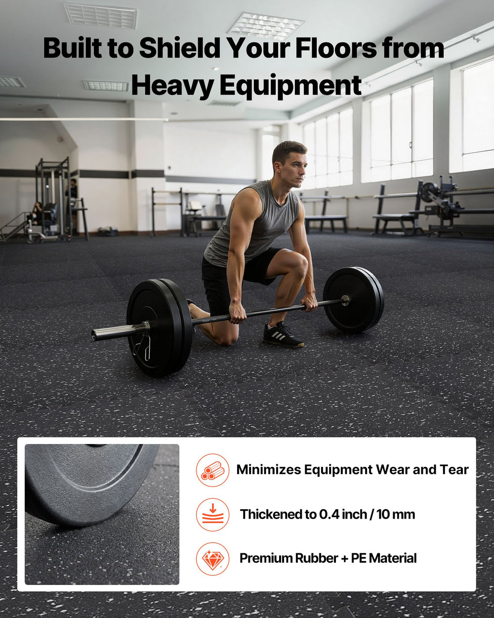 VEVOR Puzzle Exercise Mat, 24 PCS Fitness Equipment Mats, 24 x 24 x 0.4 in, High-Density EVA Foam Mats Set, Interlocking Rubber Soft Tiles, Protective Floor Padding with Gray Dots for Home Gym Office