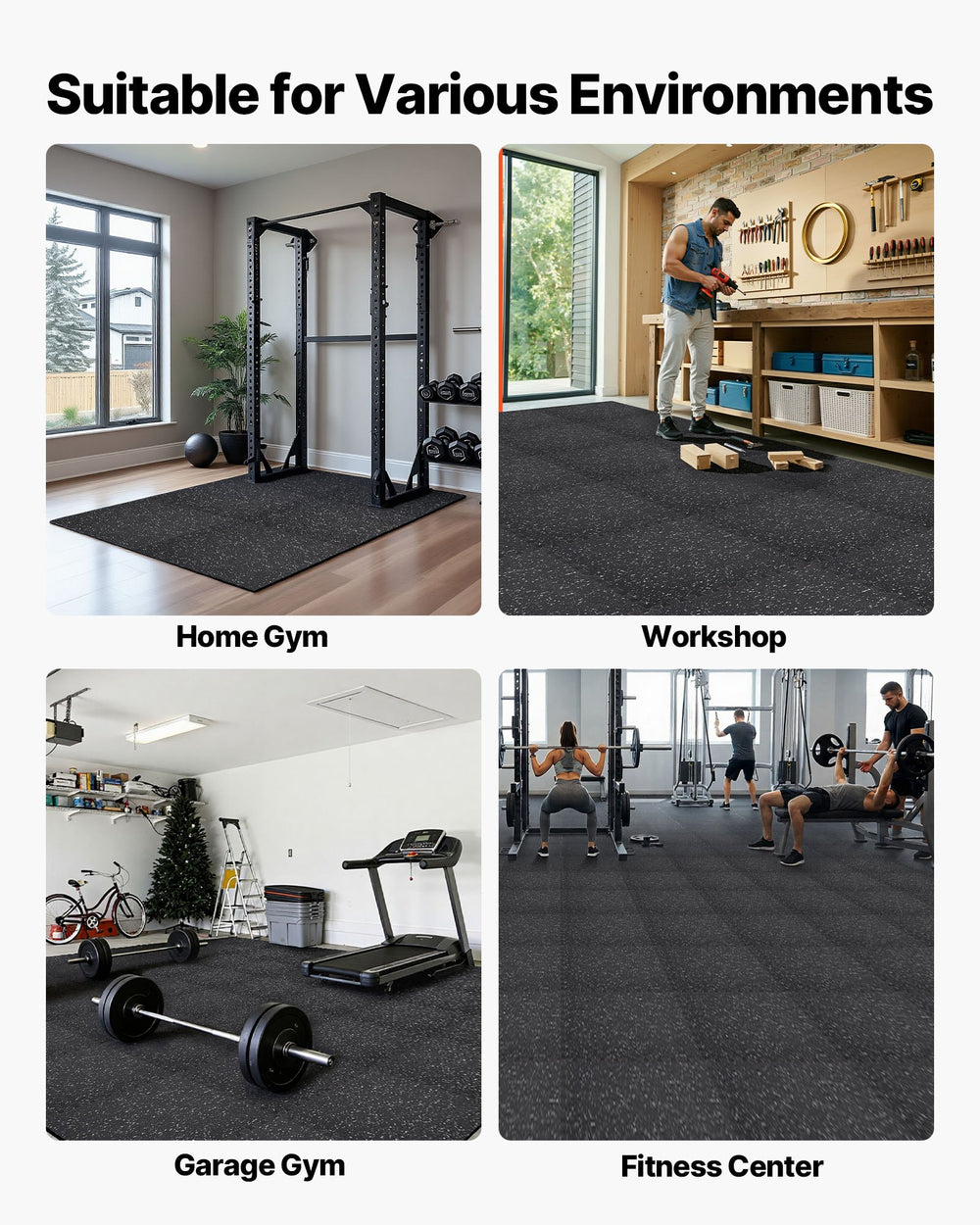 VEVOR Puzzle Exercise Mat, 24 PCS Fitness Equipment Mats, 24 x 24 x 0.4 in, High-Density EVA Foam Mats Set, Interlocking Rubber Soft Tiles, Protective Floor Padding with Gray Dots for Home Gym Office