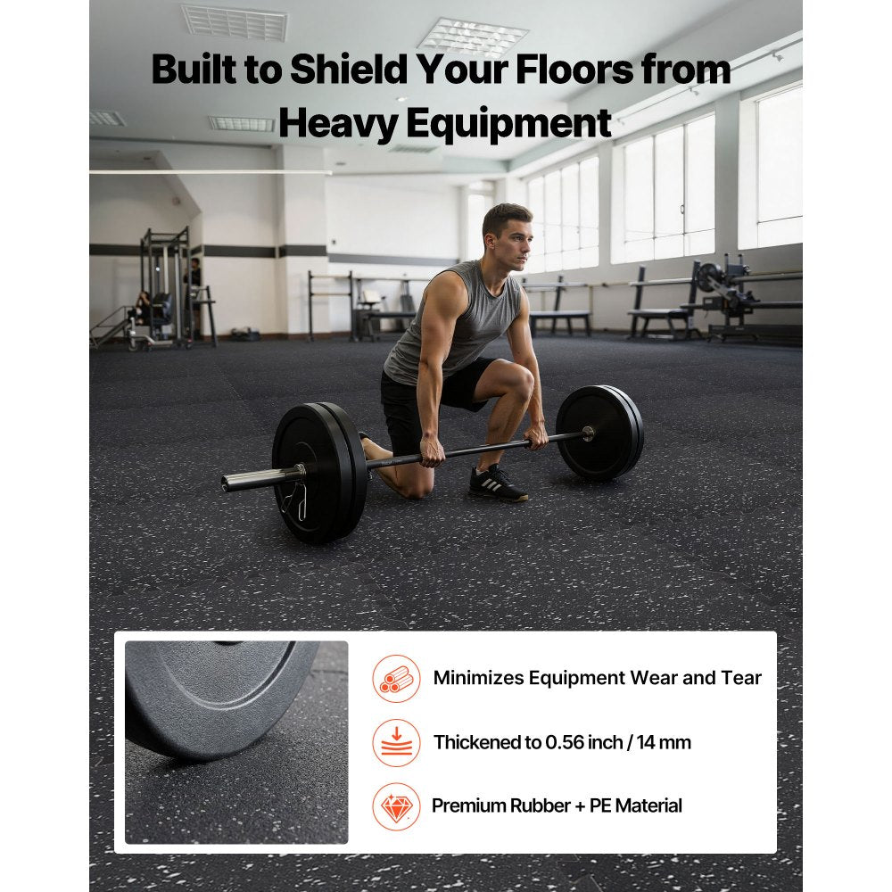 VEVOR Puzzle Exercise Mat, 6 PCS Fitness Equipment Mats, 24 x 24 x 0.56 in, High-Density EVA Foam Mats Set, Interlocking Rubber Soft Tiles, Protective Floor Padding with Gray Dots for Home Gym Office