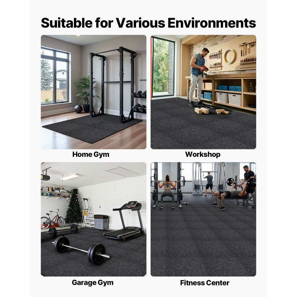 VEVOR Puzzle Exercise Mat, 12 PCS Fitness Equipment Mats, 24 x 24 x 0.56 in, High-Density EVA Foam Mats Set, Interlocking Rubber Soft Tiles, Protective Floor Padding with Gray Dots for Home Gym Office