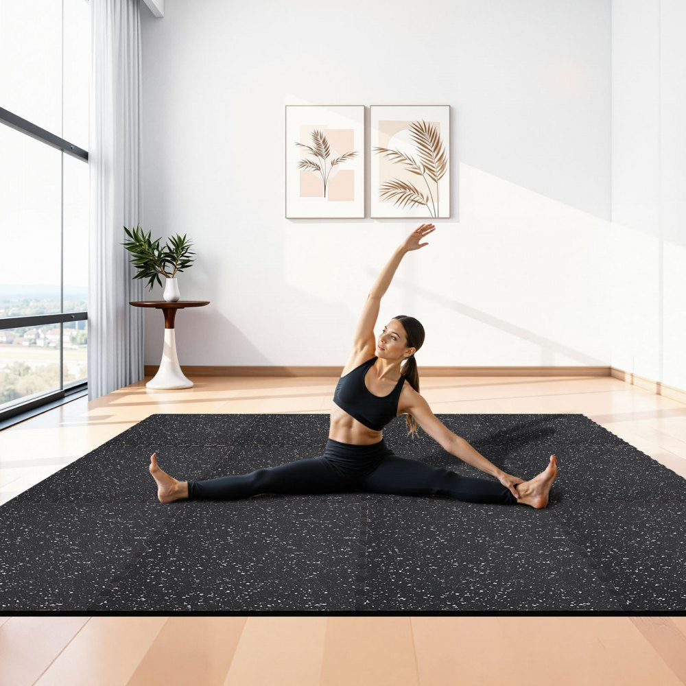 VEVOR Puzzle Exercise Mat, 12 PCS Fitness Equipment Mats, 24 x 24 x 0.56 in, High-Density EVA Foam Mats Set, Interlocking Rubber Soft Tiles, Protective Floor Padding with Gray Dots for Home Gym Office