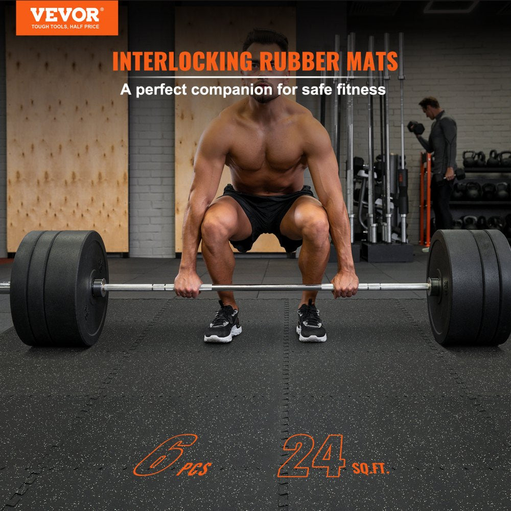 VEVOR EVA Interlocking Foam Floor Mats, 0.56 in Thickened 6 Pcs Puzzle Rubber Tiles, 24 x 24 in Exercise Floor Mat for Workout & Fitness, Heavy Duty Flooring Mats for Home, Gym, Office-24 Sq Ft