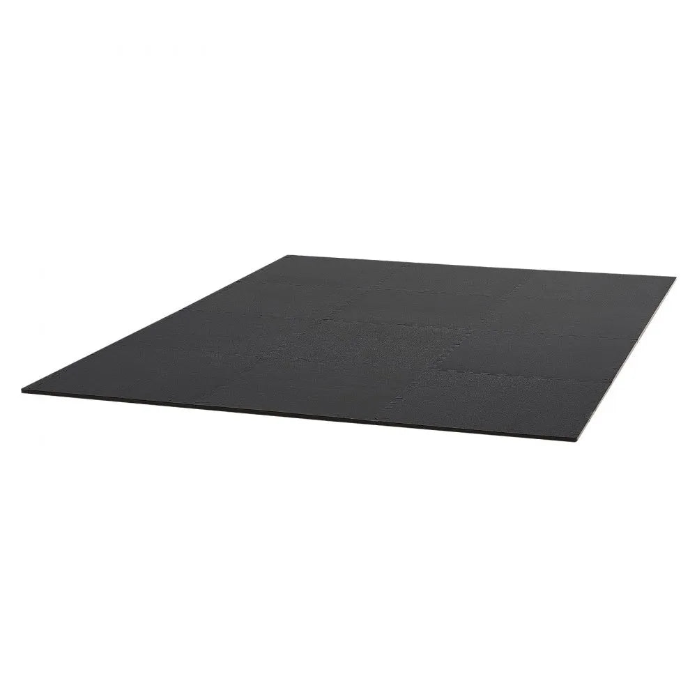 VEVOR Puzzle Exercise Mat, 12 PCS Fitness Equipment Mats, 24 x 24 x 0.56 in, High-Density EVA Foam Gym Mats Set, Interlocking Rubber Soft Tiles, Protective Floor Padding for Home, Gym, Office, Black