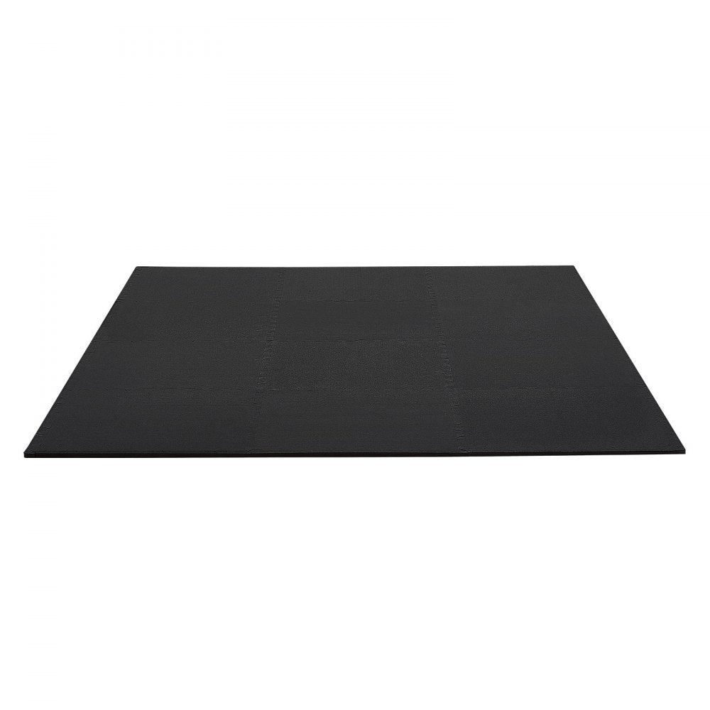 VEVOR Puzzle Exercise Mat, 12 PCS Fitness Equipment Mats, 24 x 24 x 0.56 in, High-Density EVA Foam Gym Mats Set, Interlocking Rubber Soft Tiles, Protective Floor Padding for Home, Gym, Office, Black